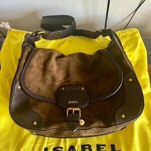 ISABEL MARANT Sierra leather-trimmed suede shoulder bag